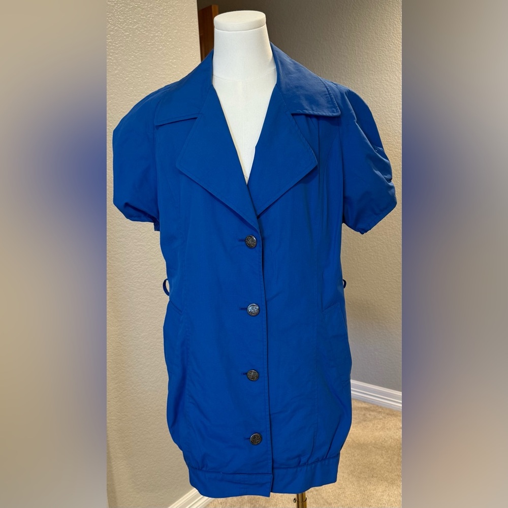 Urban Renewal by Urban Outfitters Vintage Short Sleeve Blue Trench Coat Size M/L